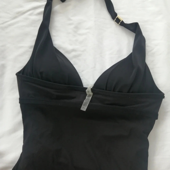 Victoria Secret Ruched Stomach Plunging Halter One Piece Swim Bathing Suit M - Picture 12 of 16